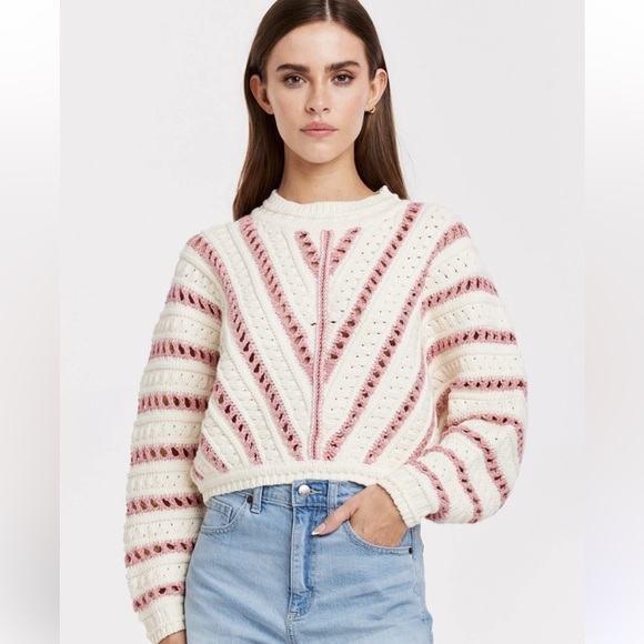 J. Crew Tops - HAVEN STRIPE SWEATER by Another Love in Cherry Cream 🍒 Size Small NWT